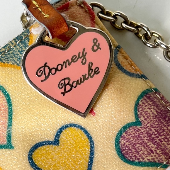 Dooney & Bourke Small Colorful Hearts 💙❤️💙 Rainbow Zipper Keychain Wallet - Picture 2 of 6